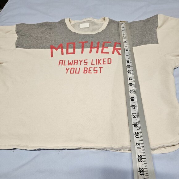 MOTHER The Champ Cotton Pullover Sweatshirt Women Size L Cream/Gray - Picture 11 of 16